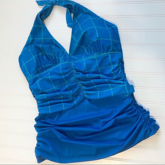 Spanx Slimming Ruched Halter Tankini Top 14 - Picture 4 of 7